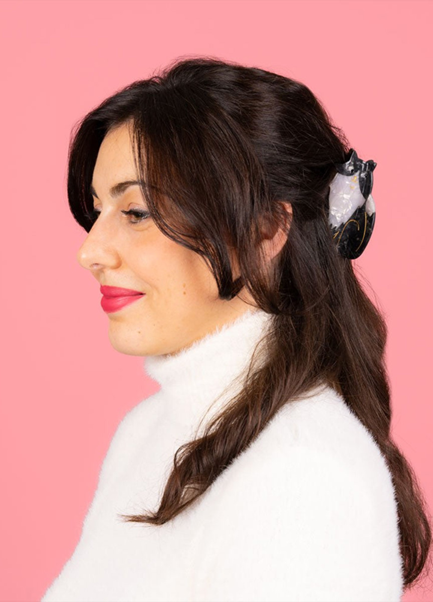 黑白賓士貓造型髮抓